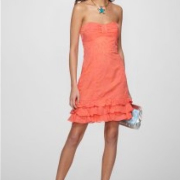 Lilly Pulitzer Size 4 Floral Lu Ginger Sheath Ruffled Strapless Dress